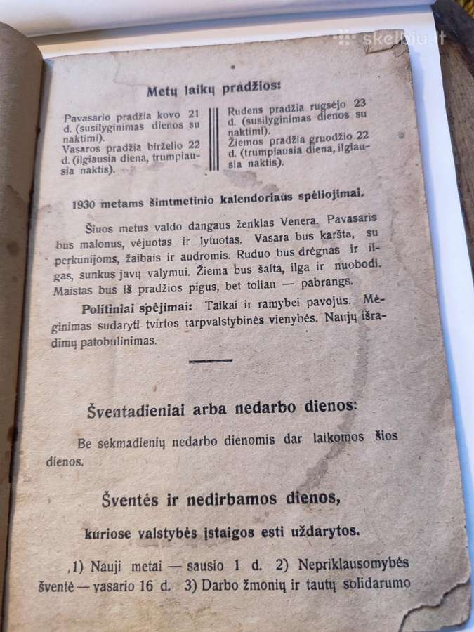 1930 tarpukario kalendorius - nuotraukos Nr. 5
