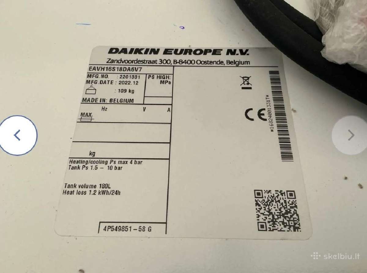 Daikin Eavh16s18da6v7+epga14dav37 14kw Oras Vanduo - nuotraukos Nr. 5