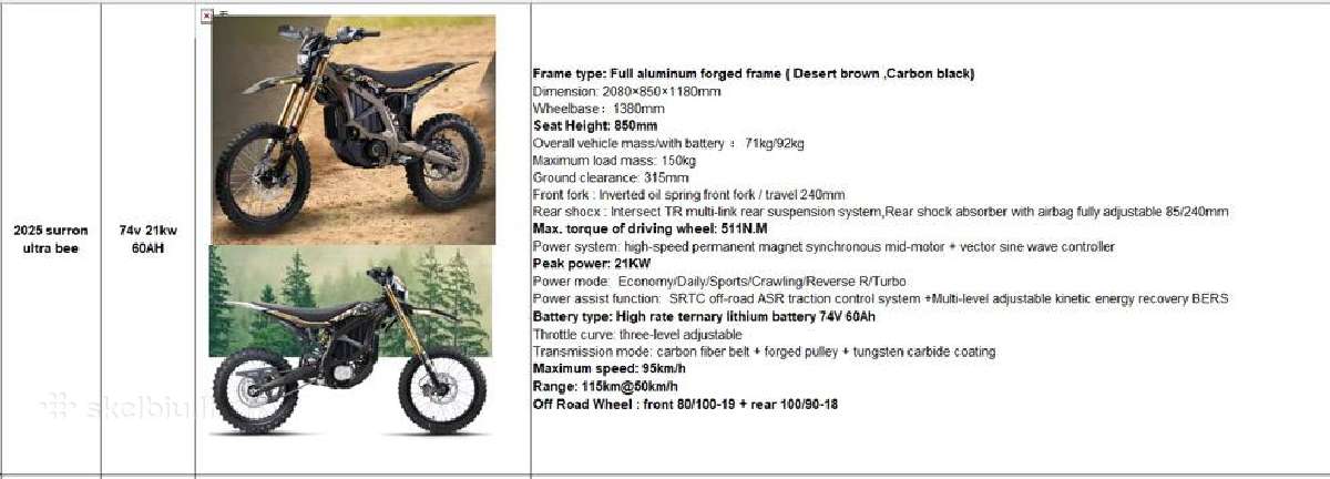 Surron ultra bee 2025m. - nuotraukos Nr. 34