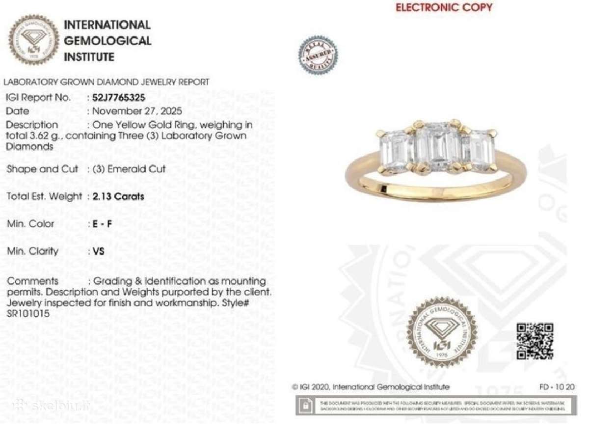 14 Kt geltono aukso žiedas su deimantais 2.13 ct - nuotraukos Nr. 4