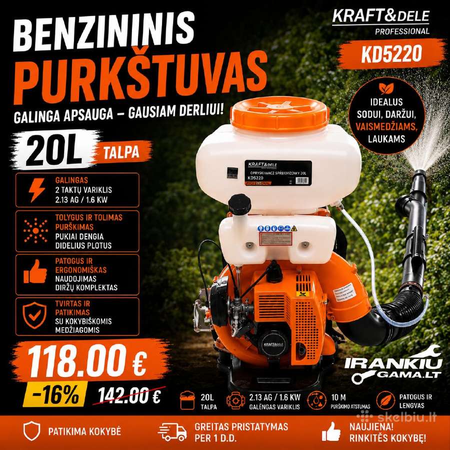 Benzininis purkštuvas 20l (Kd5220) - nuotraukos Nr. 2