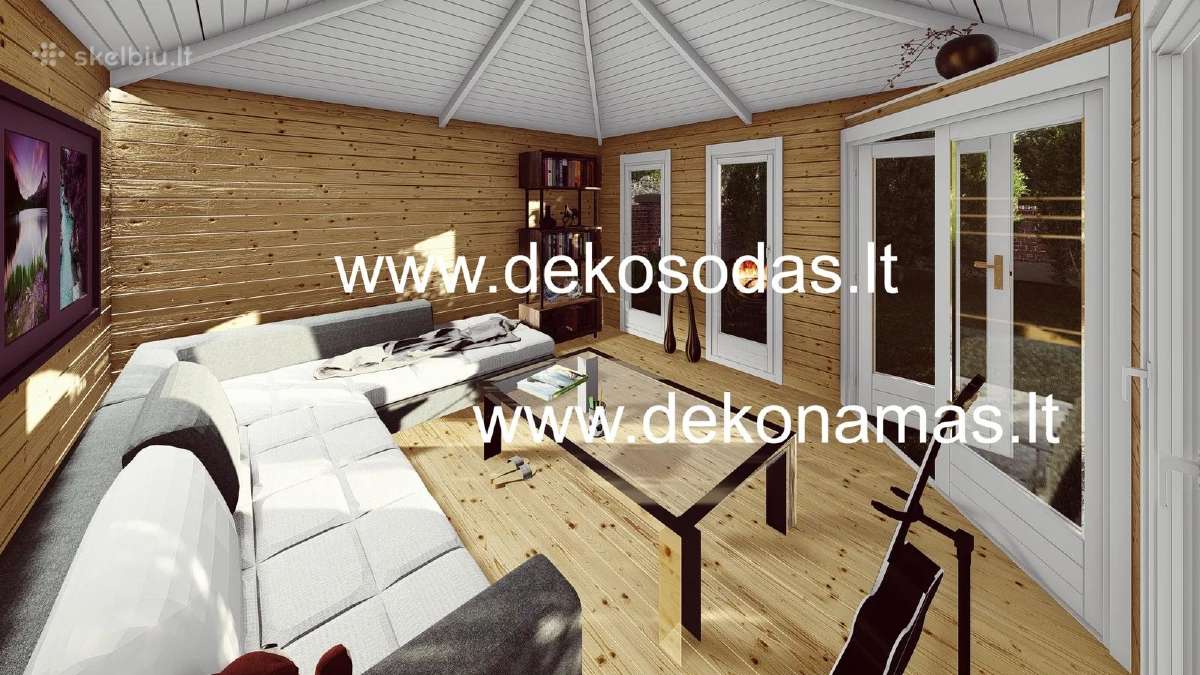 Kampinis medinis sodo namelis 40 mm, 400x400 cm - nuotraukos Nr. 3
