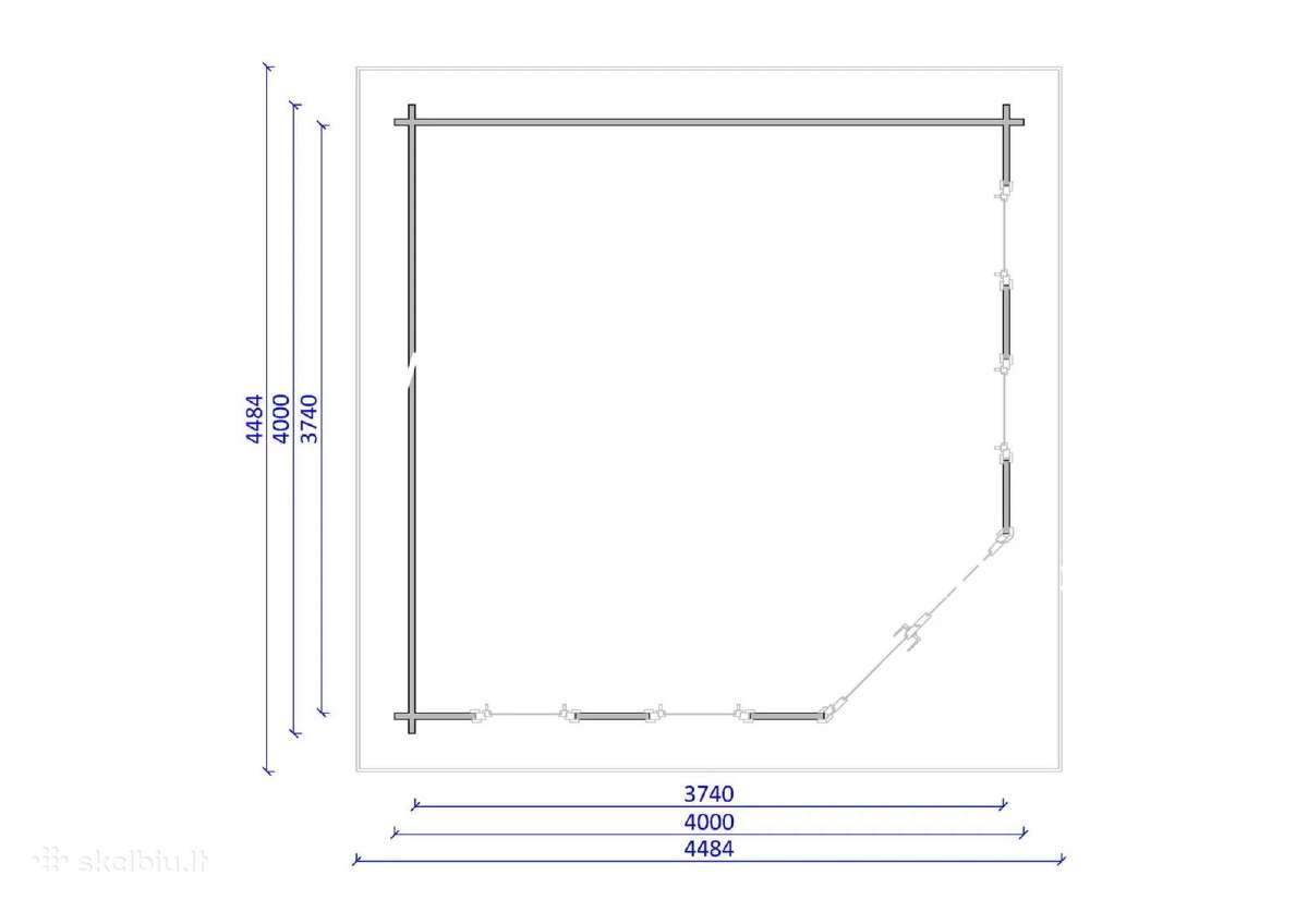 Kampinis medinis sodo namelis 40 mm, 400x400 cm - nuotraukos Nr. 4
