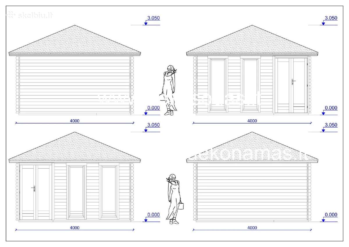 Kampinis medinis sodo namelis 40 mm, 400x400 cm - nuotraukos Nr. 5