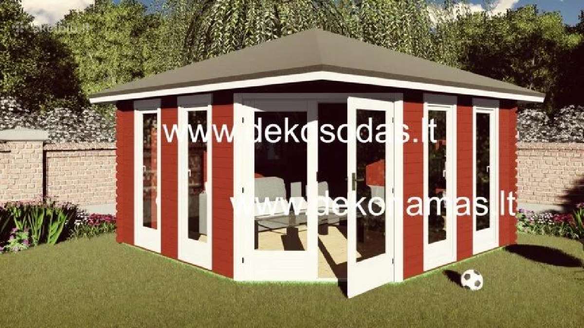 Kampinis medinis sodo namelis 40 mm, 400x400 cm - nuotraukos Nr. 2