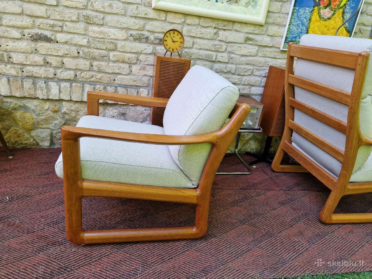 Prabangūs mid century tikmedžio masyvo foteliai - nuotraukos Nr. 3
