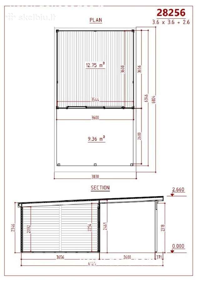 Medinis sodo namelis „lifer“ 28 mm, 360x365 cm - nuotraukos Nr. 4
