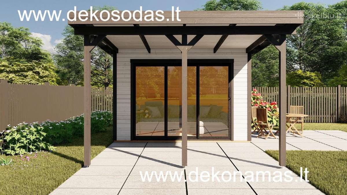 Medinis sodo namelis „lifer“ 28 mm, 360x365 cm - nuotraukos Nr. 2