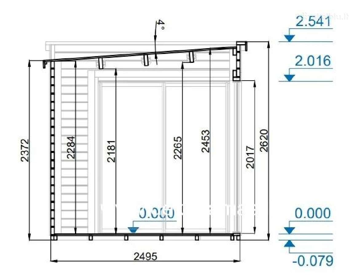 Medinis sodo namelis „flach“ 45 mm, 360x250 cm - nuotraukos Nr. 4