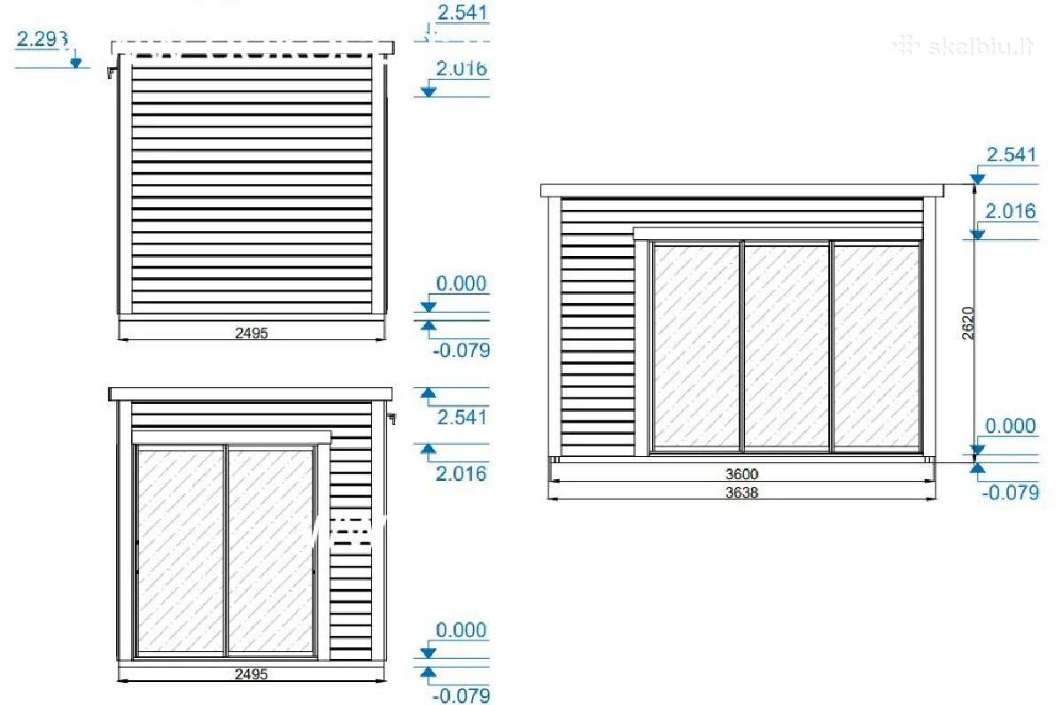 Medinis sodo namelis „flach“ 45 mm, 360x250 cm - nuotraukos Nr. 5
