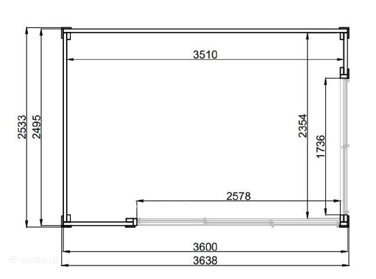 Medinis sodo namelis „flach“ 45 mm, 360x250 cm - nuotraukos Nr. 6