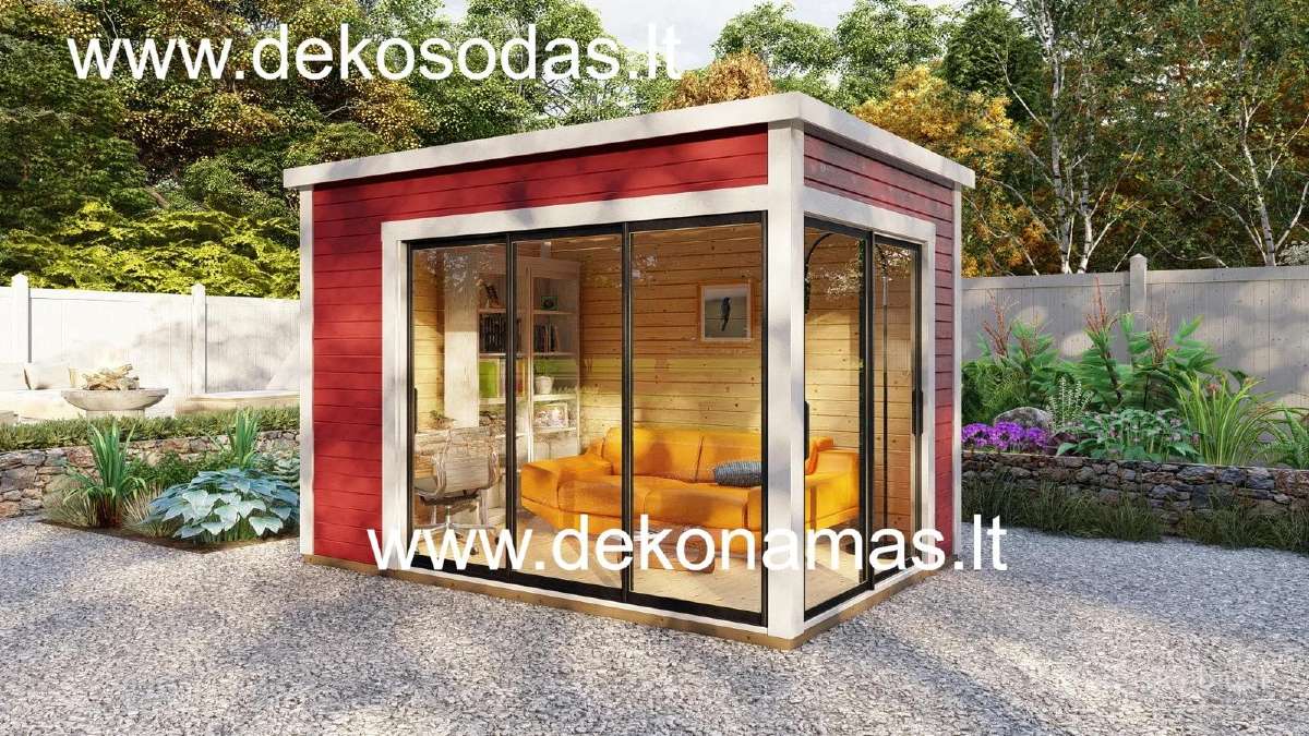 Medinis sodo namelis „flach“ 45 mm, 360x250 cm - nuotraukos Nr. 2