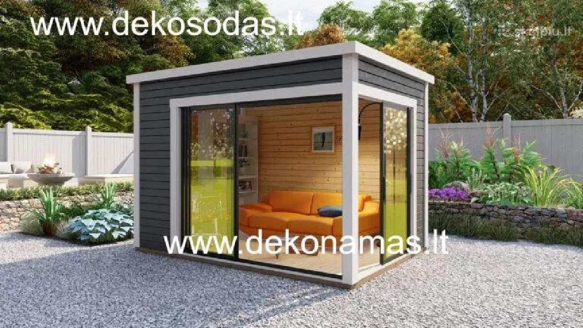 Medinis sodo namelis „flach“ 45 mm, 360x250 cm - nuotraukos Nr. 3