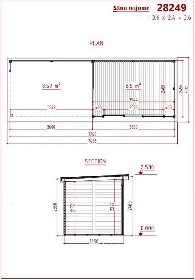 Medinis sodo namelis „bordo“ 28 mm, 360x240 cm - nuotraukos Nr. 5