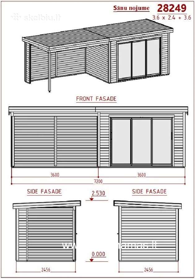 Medinis sodo namelis „bordo“ 28 mm, 360x240 cm - nuotraukos Nr. 6