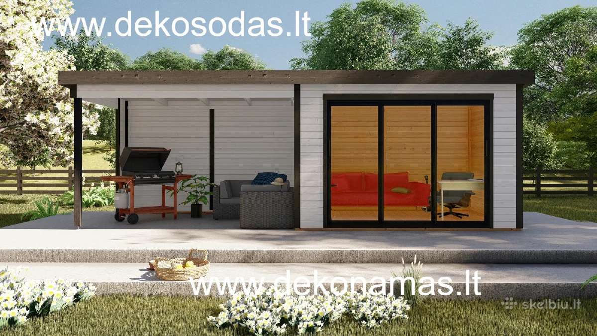Medinis sodo namelis „bordo“ 28 mm, 360x240 cm - nuotraukos Nr. 4