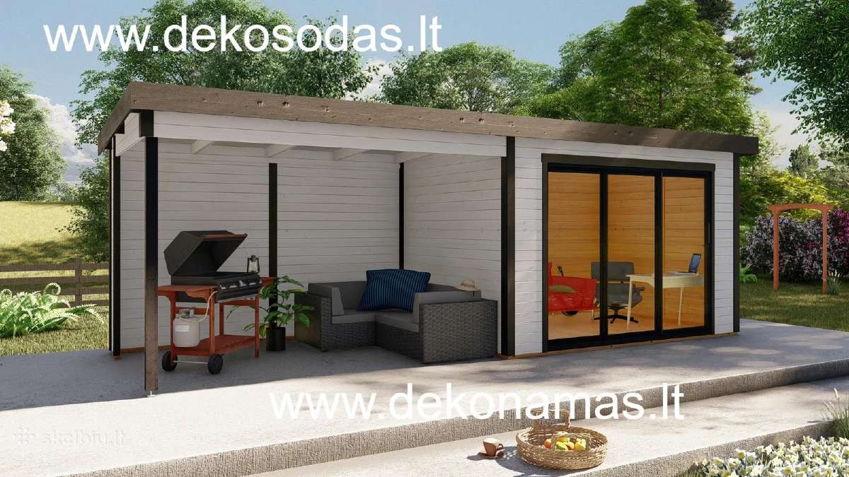 Medinis sodo namelis „bordo“ 28 mm, 360x240 cm - nuotraukos Nr. 2