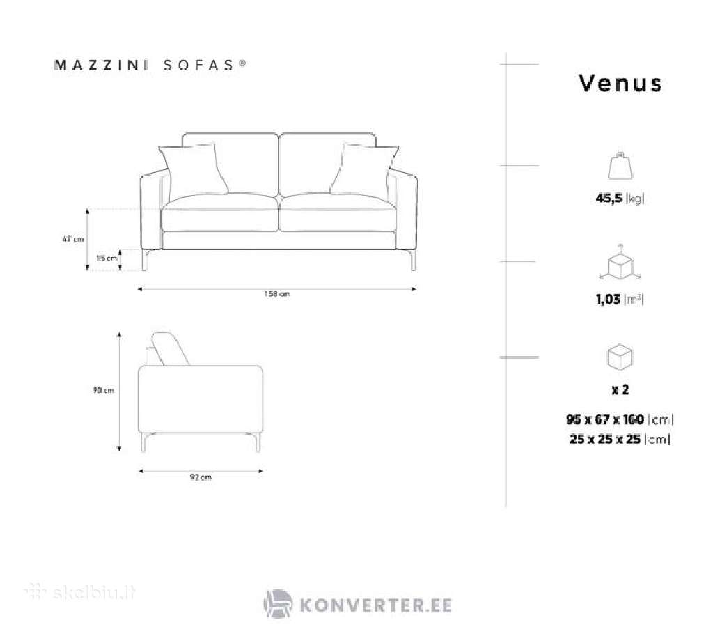 Visiškai nauja dvivietė velvetinė sofa Venus - nuotraukos Nr. 5