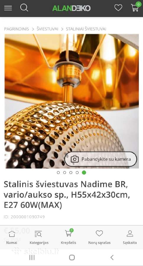 Stalinis šviestuvas Nadime Br vario/aukso 55/42/30 - nuotraukos Nr. 2