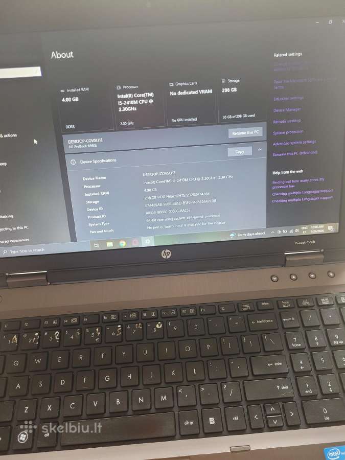 Hp Probook 6560b - nuotraukos Nr. 4