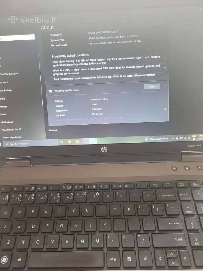 Hp Probook 6560b - nuotraukos Nr. 5