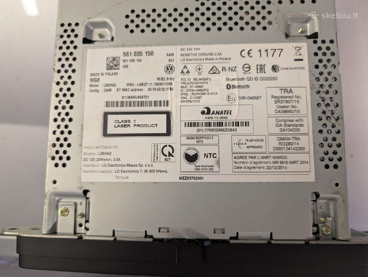 VW tiguan, jeta, passat automagnetola 561 035 150 - nuotraukos Nr. 2