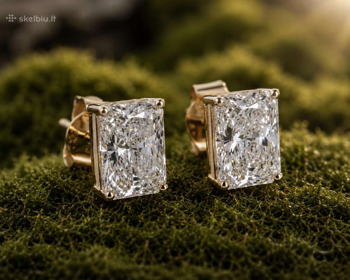 Geltono aukso auskarai su 2.95 ct deimantais - nuotraukos Nr. 2