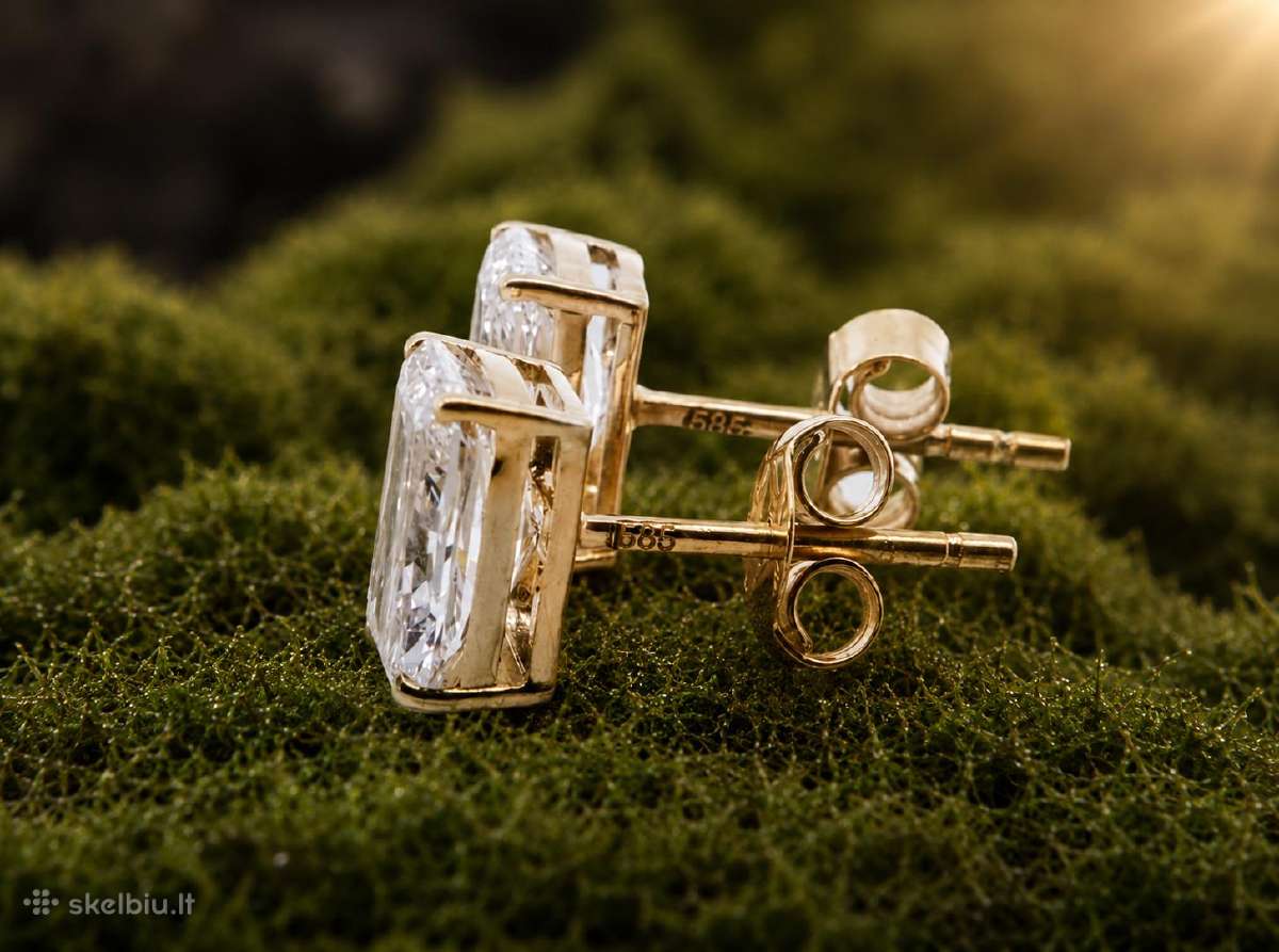Geltono aukso auskarai su 2.95 ct deimantais - nuotraukos Nr. 3