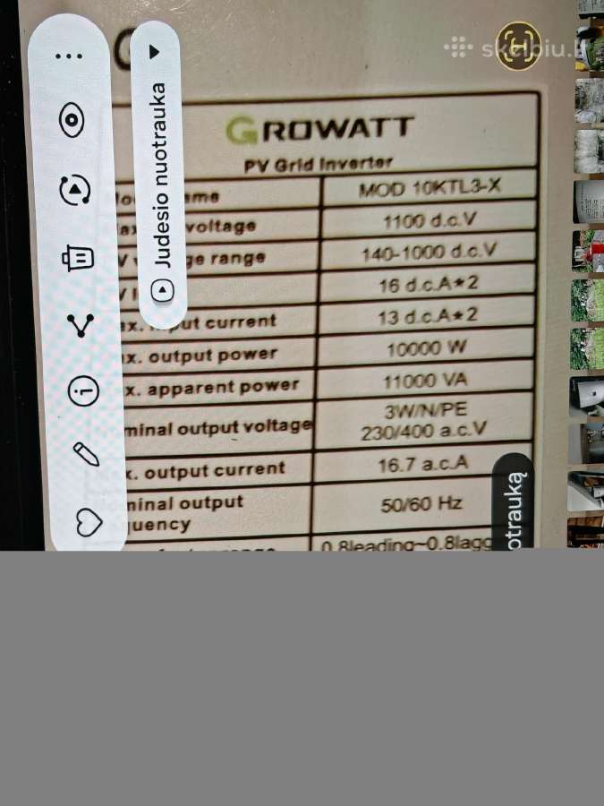 Growatt 10ktl3-x inverteris - nuotraukos Nr. 2