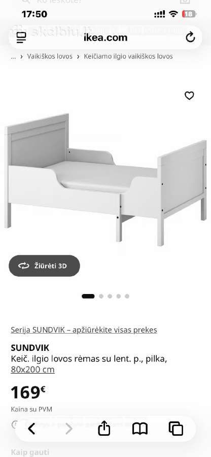 2 Ikea vaikiškos lovos Sundvik - nuotraukos Nr. 2