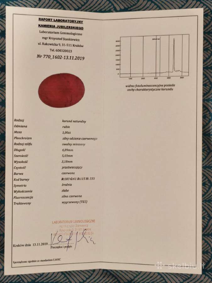 Natūralus rubinas 1.00ct su sertifikatu - nuotraukos Nr. 2
