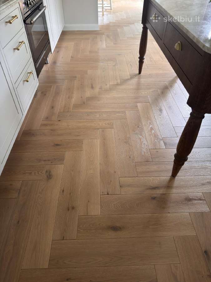 Ąžuolo grindinės lentos eglutė 90 laipsnių 18m2 - nuotraukos Nr. 2