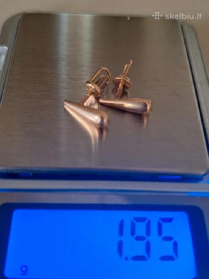 Lašo formos 585 prabos auskarai, 1,95g - nuotraukos Nr. 2