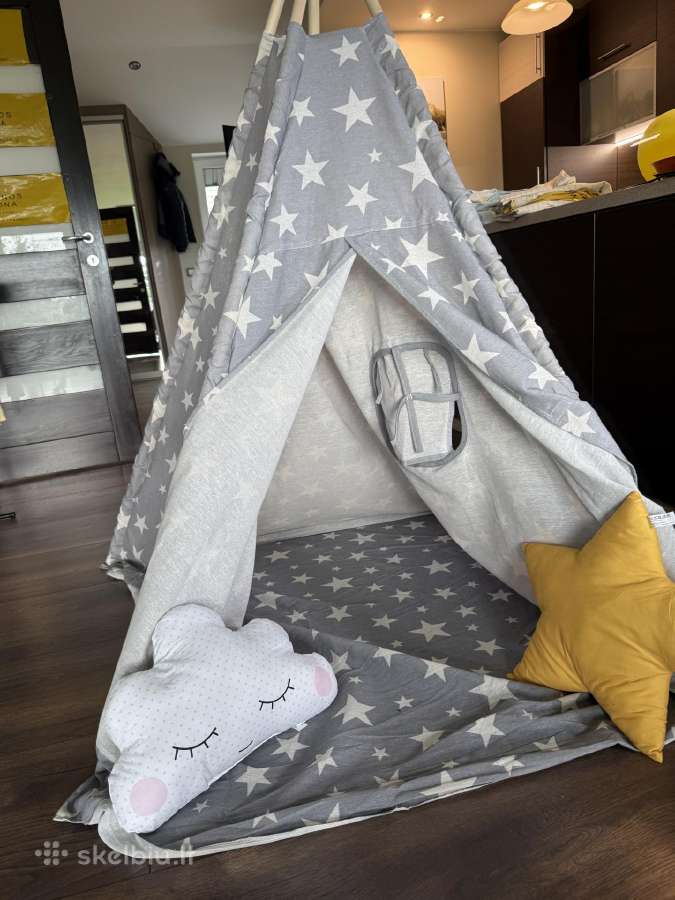 Tipi vaikiška palapinė Nukido, pilka - nuotraukos Nr. 4