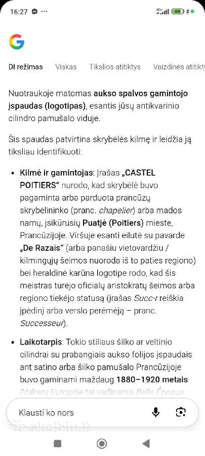 Antikvarinis džentelmeno cilindras - nuotraukos Nr. 16