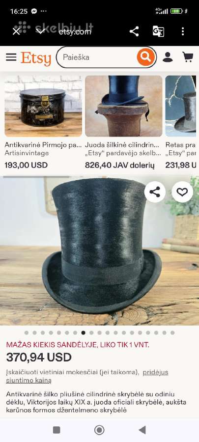 Antikvarinis džentelmeno cilindras - nuotraukos Nr. 17