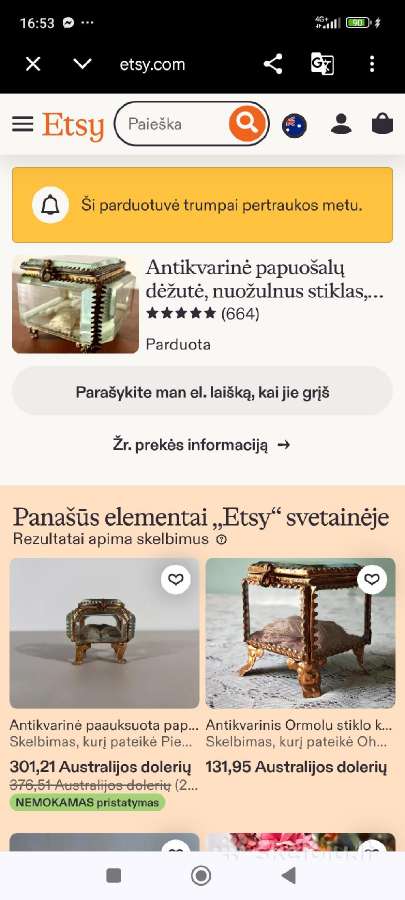 Antikvarinė papuošalų dėžutė - nuotraukos Nr. 11
