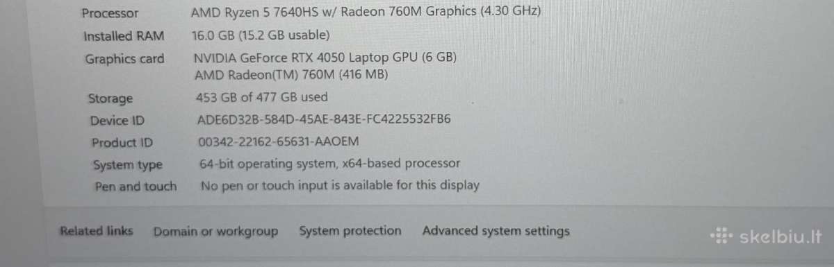 Lenovo legion slim 5 16aph8 Rtx 4050 - nuotraukos Nr. 4