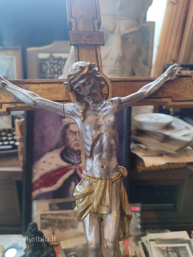 Antikvarinis medinis pastatomas kryžius - nuotraukos Nr. 2