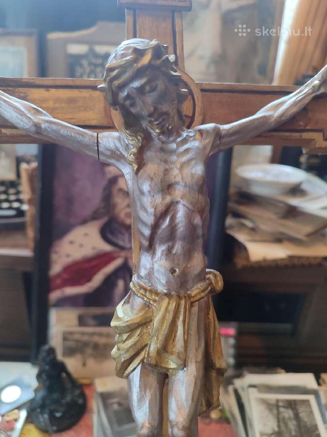 Antikvarinis medinis pastatomas kryžius - nuotraukos Nr. 5