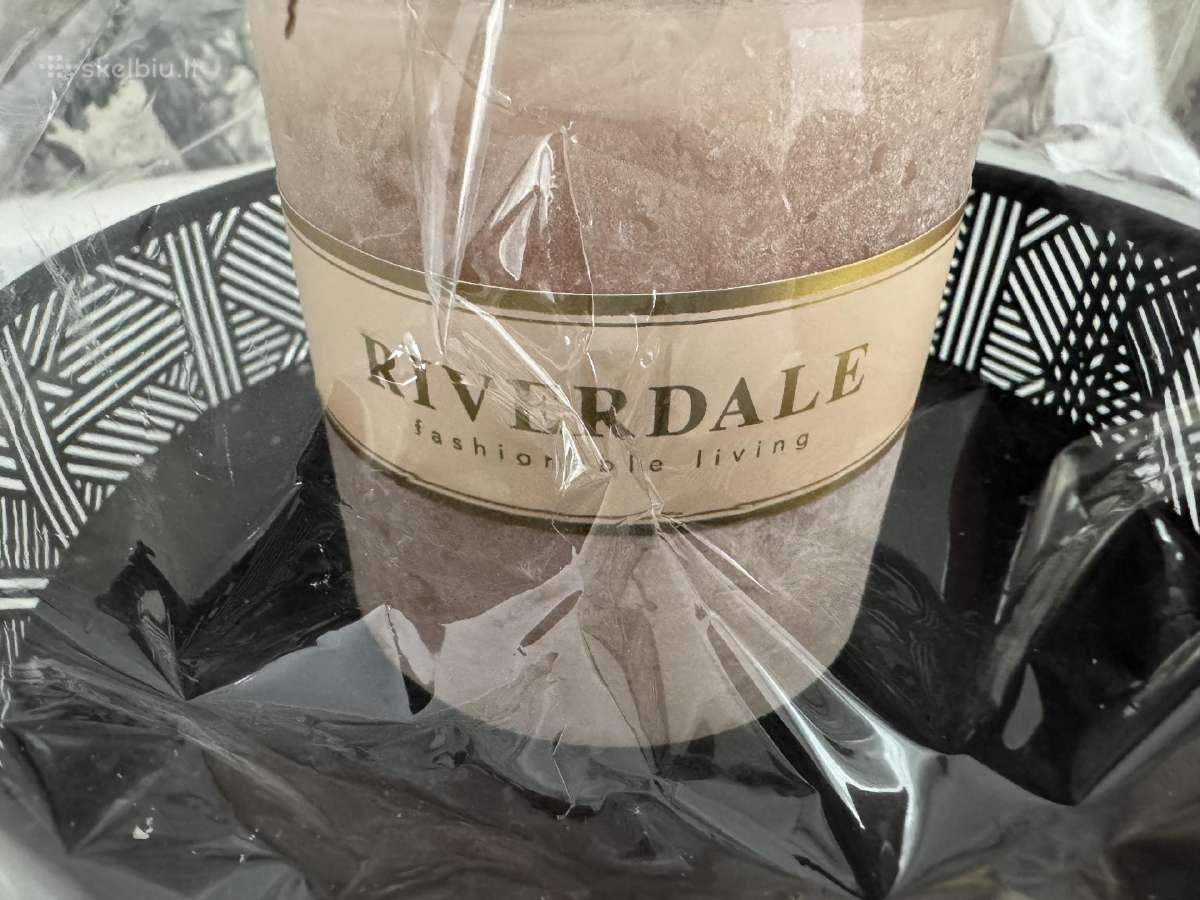 Žvakė „Pillar Beige“ su dekoratyviniu padėklu - nuotraukos Nr. 2