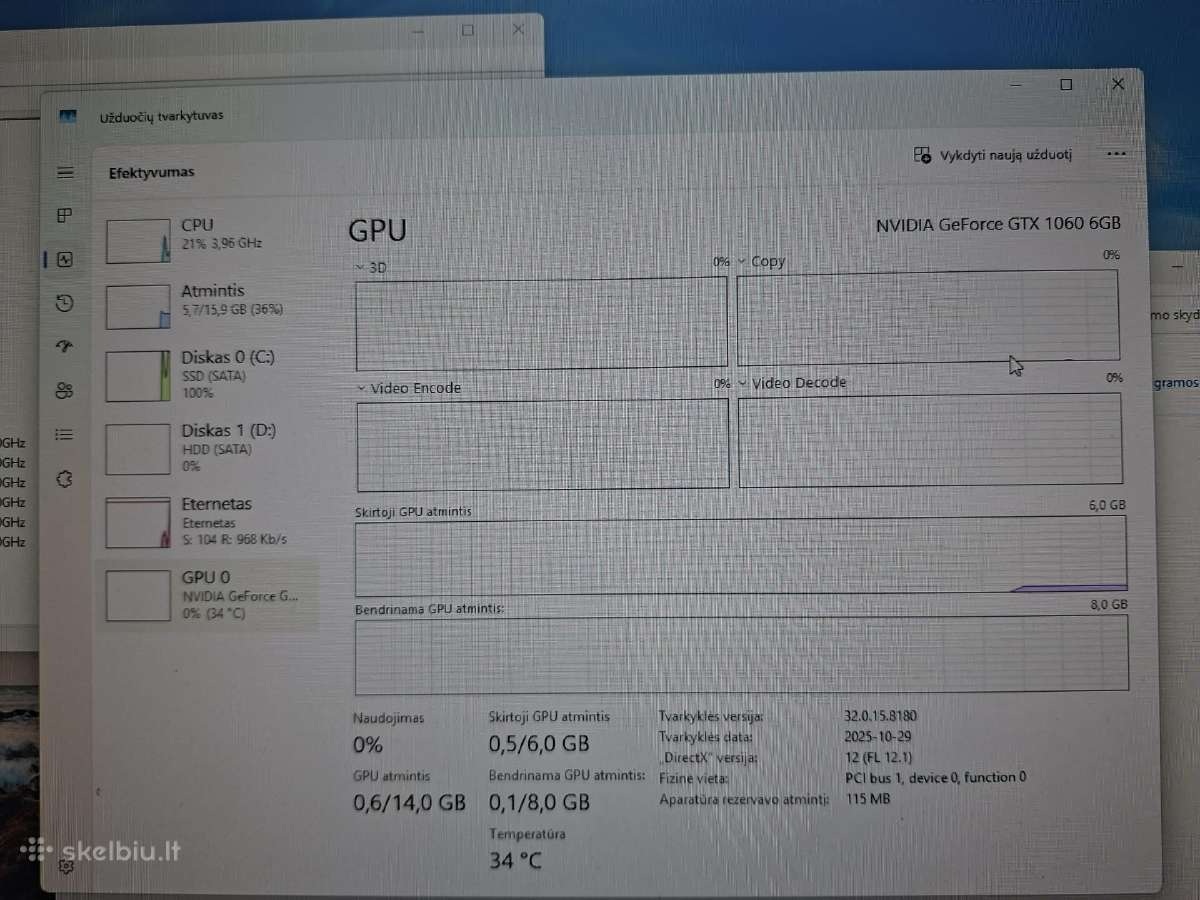 I5-8500,16gb-RAM,SSD-500gb,gtx1060-6gb - nuotraukos Nr. 7