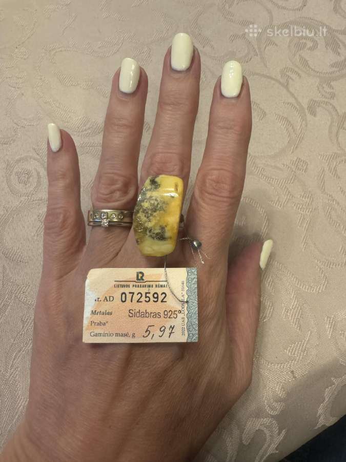 Sidabrinis žiedas 925 su natūraliu gintaru - nuotraukos Nr. 8