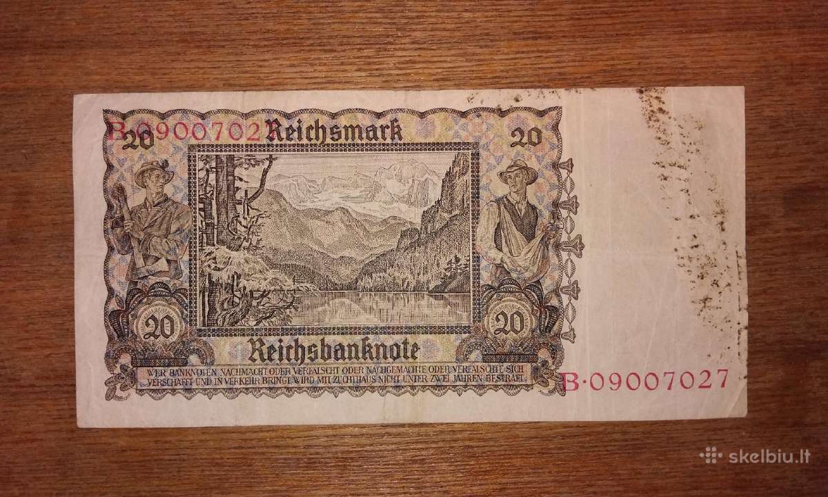 Vokietijos 20 markių banknotas - nuotraukos Nr. 2