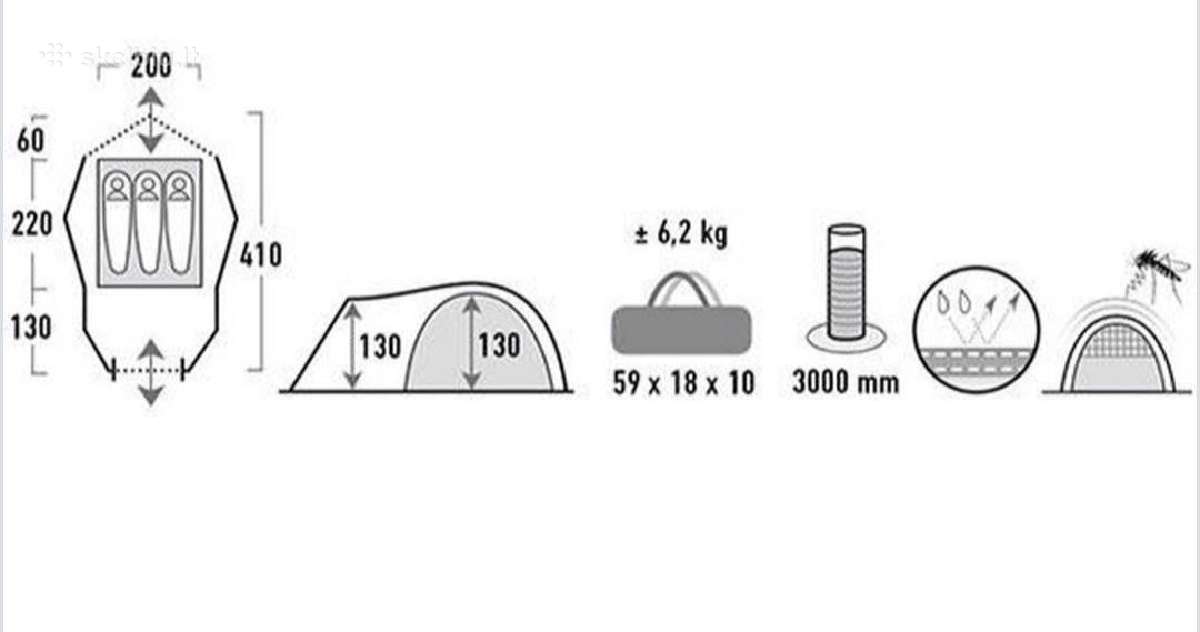 Trivietė palapinė High Peak Alfena 3.0 - nuotraukos Nr. 8