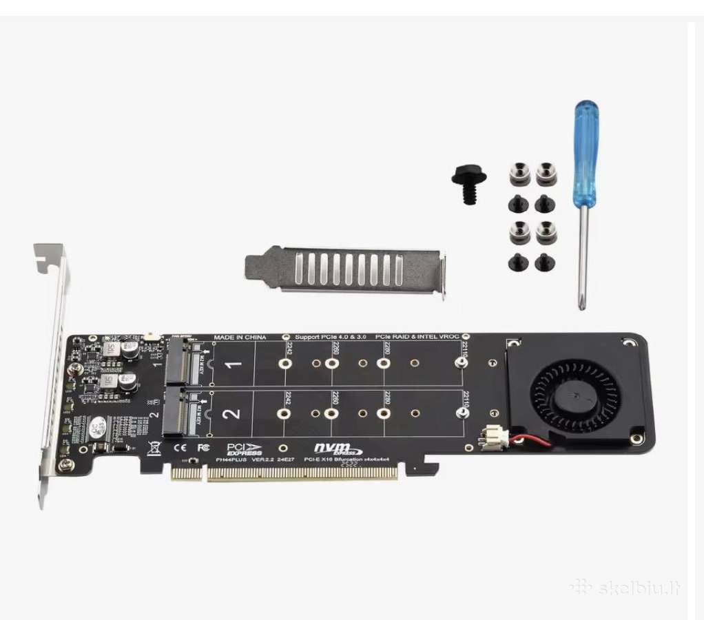 Pci-e 4.0 X16 To 4x M.2 M-key Nvme adapteris - nuotraukos Nr. 2