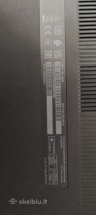 Laptopas korpusas ir t.t Acer nitro 16 an16-42 - nuotraukos Nr. 11