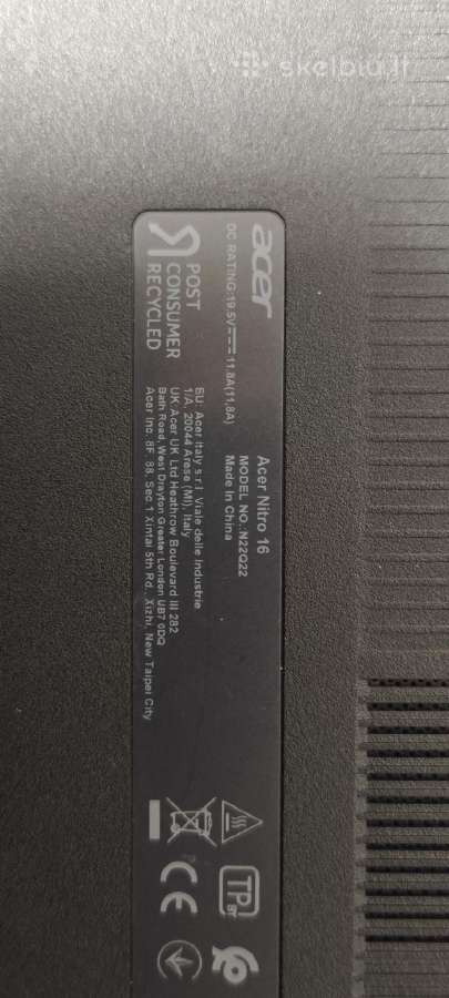 Laptopas korpusas ir t.t Acer nitro 16 an16-42 - nuotraukos Nr. 12