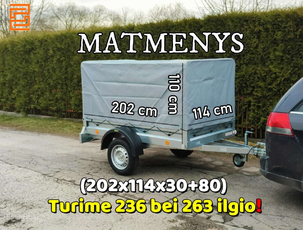 Nauja 750kg priekaba su 80cm tentu - nuotraukos Nr. 2