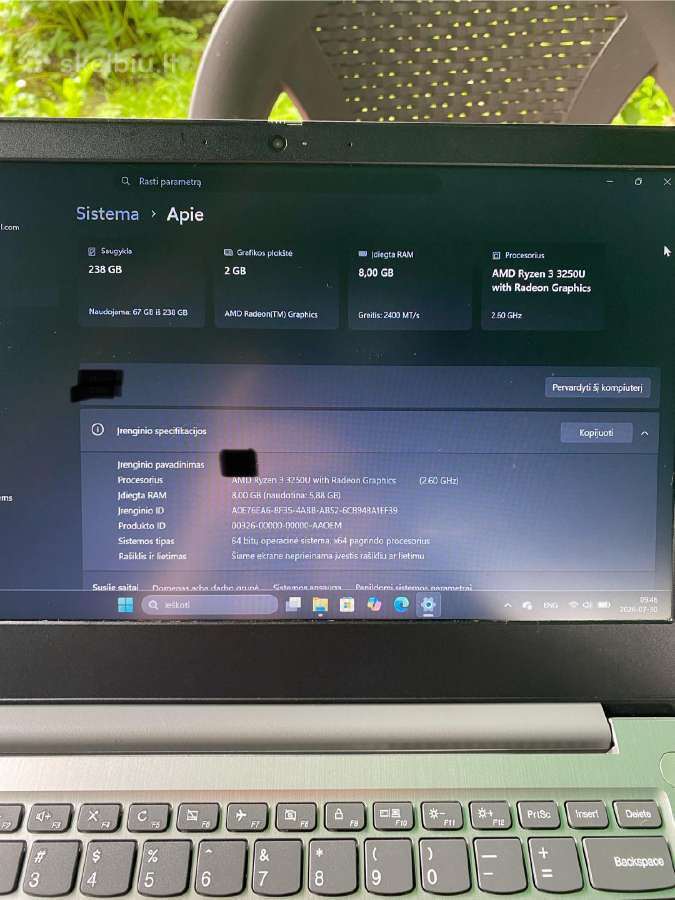 Lenovo Ideapad Slim 3 Ryzen 3 3250u - nuotraukos Nr. 6